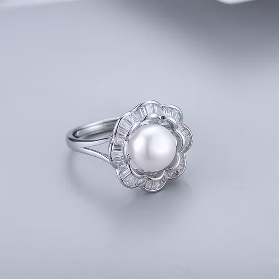 빈티지 컷아웃 꽃 담수 진주 925 스털링 실버 반지