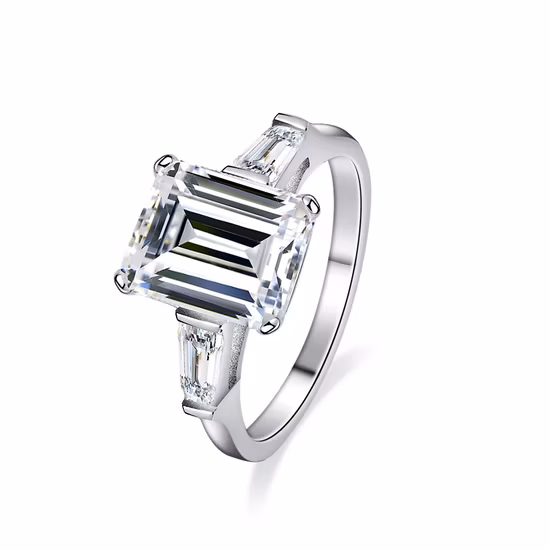 Diamond Ring for Ladies Round Cut with S925 Silver Ice Moissanite